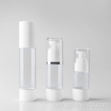 50ml White Airless Pump Bottle With Clear Cap